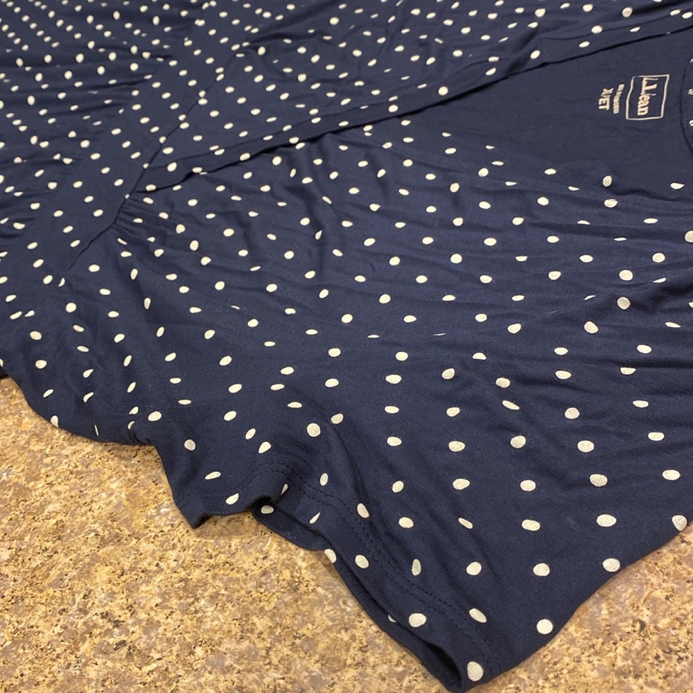 L.L. Bean Polka Dot Dress item # 501478 XL Petite Navy Blue and White - Picture 7 of 15